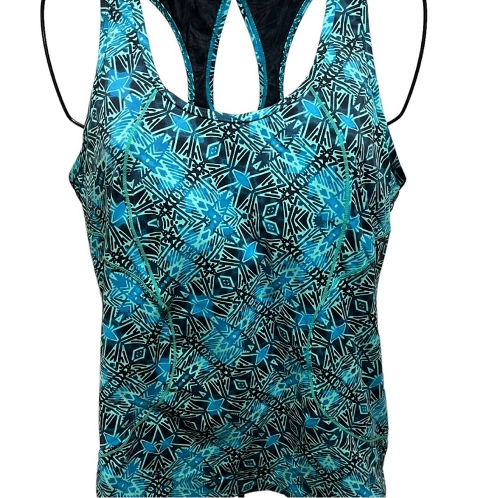 Athleta Teal and Black Activewear Top